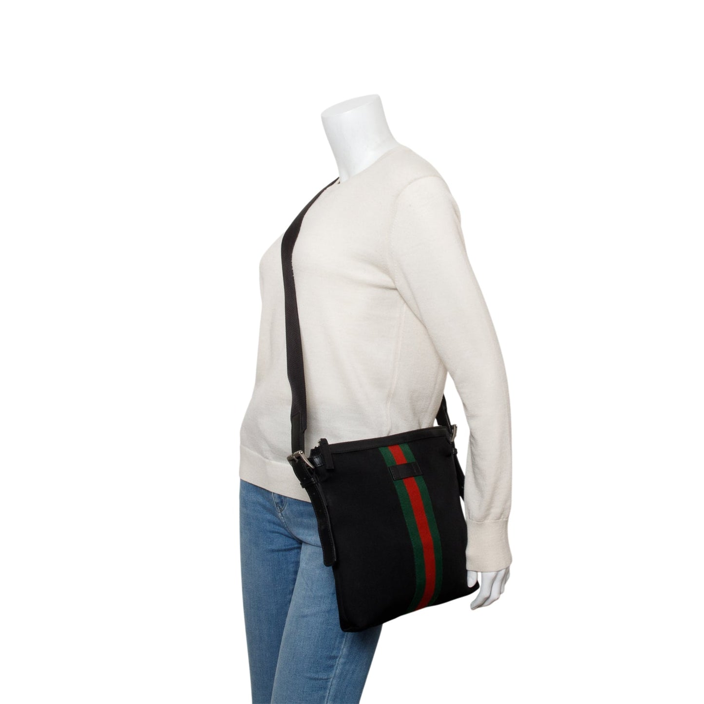 Gucci Black Techno Canvas Web Messenger Bag