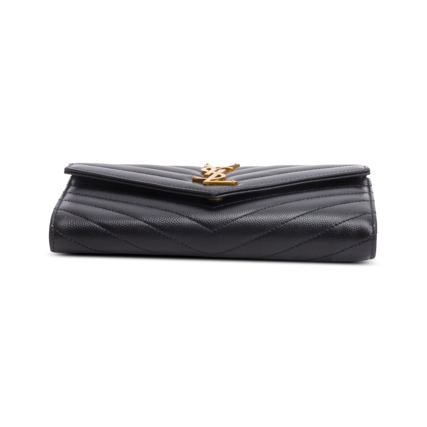 Saint Laurent 2021 Black Lambskin Leather Cassandre Matelasse Large Flap Wallet