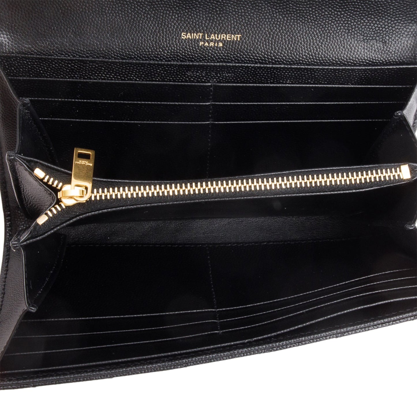 Saint Laurent 2021 Black Lambskin Leather Cassandre Matelasse Large Flap Wallet