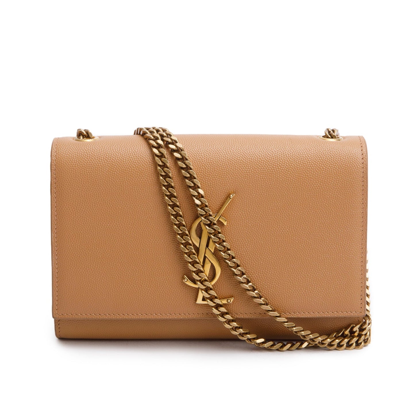 Saint Laurent 2020 Beige Grain de Poudre Leather Small Monogram Kate Satchel