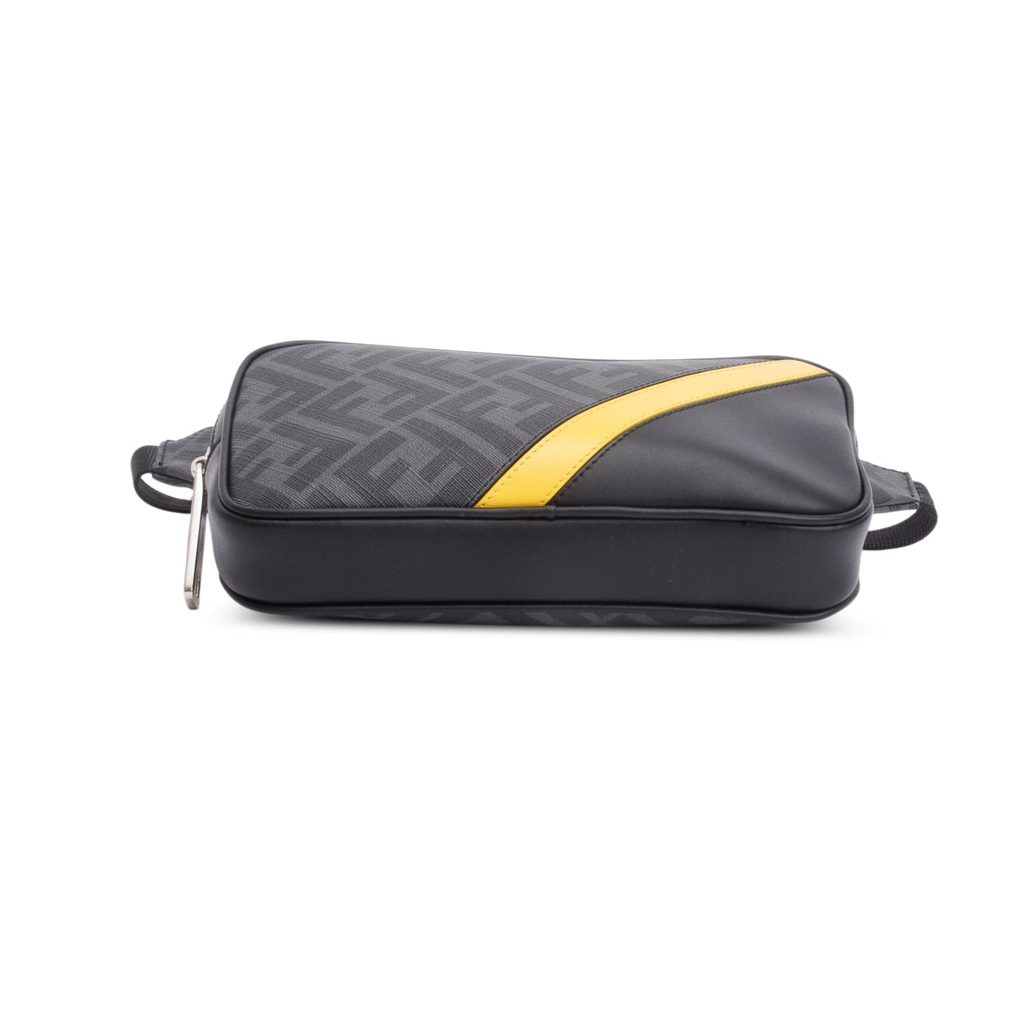 Fendi 2023 Grey Glazed Fabric Vitello Liberty FF Diagonal Belt Bag