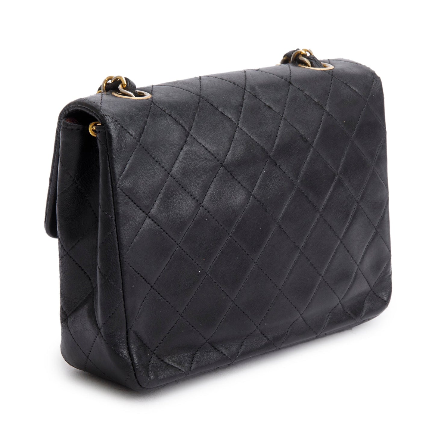 Chanel Vintage Black Lambskin Quilted Mini Square Flap Bag