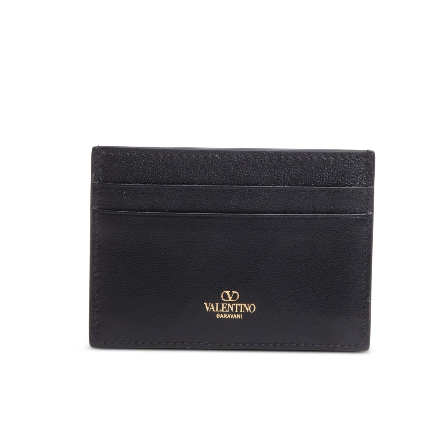 Valentino Black Leather VLogo Card Holder