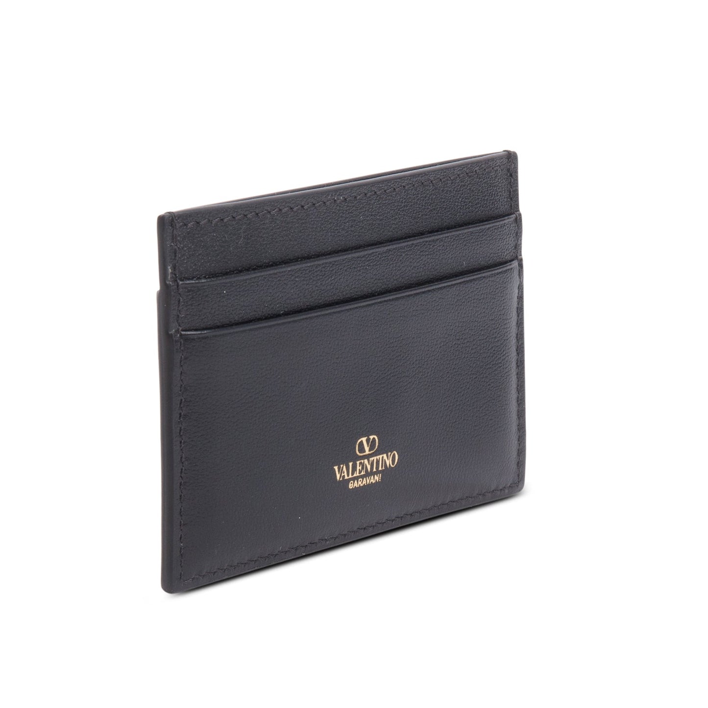 Valentino Black Leather VLogo Card Holder