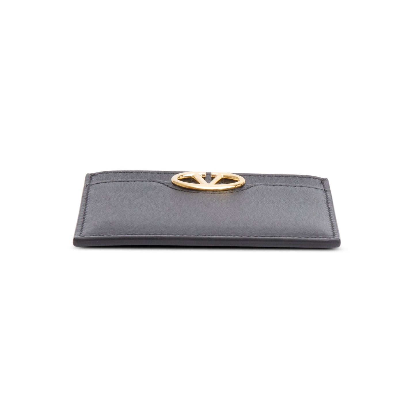 Valentino Black Leather VLogo Card Holder