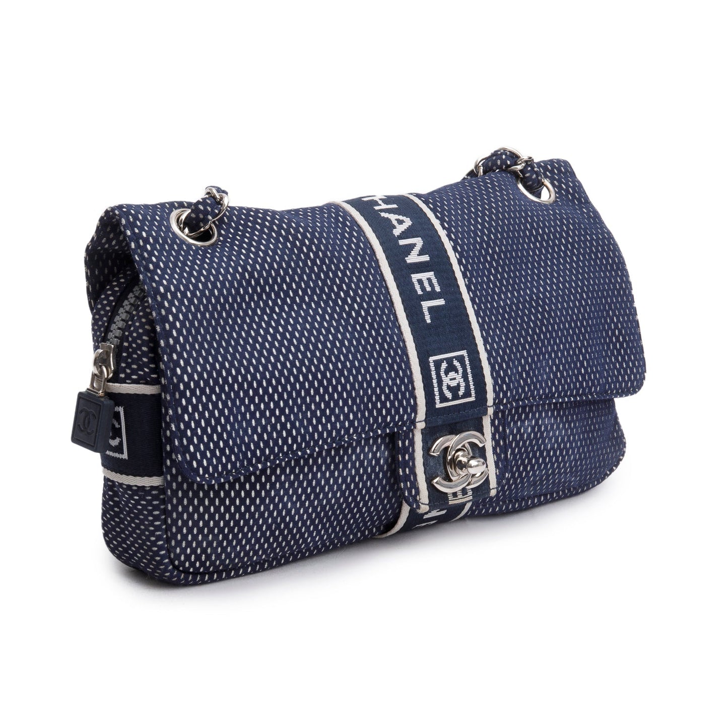 Chanel Blue Nylon Sport Ligne Flap Bag