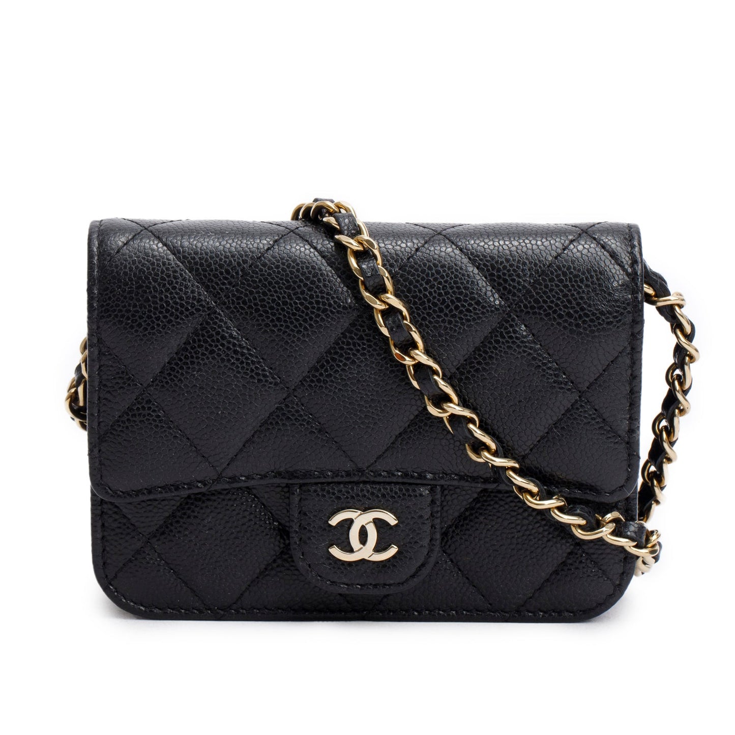 Chanel Black Caviar Quilted Mini Chain Bag