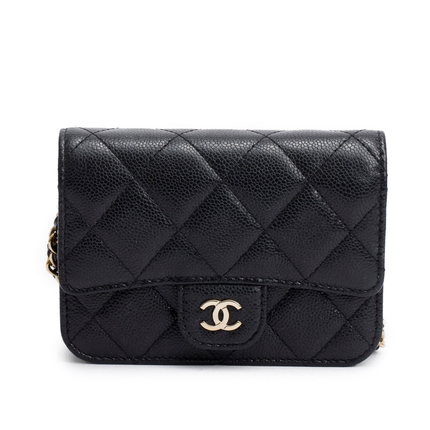 Chanel Black Caviar Quilted Mini Chain Bag