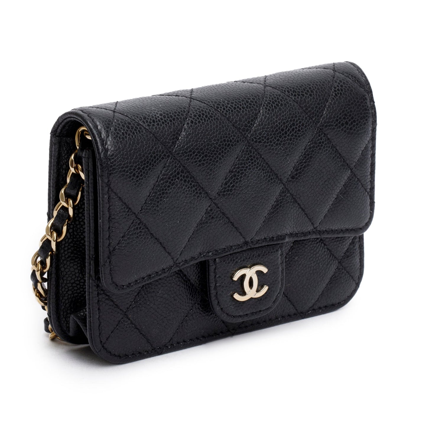 Chanel Black Caviar Quilted Mini Chain Bag