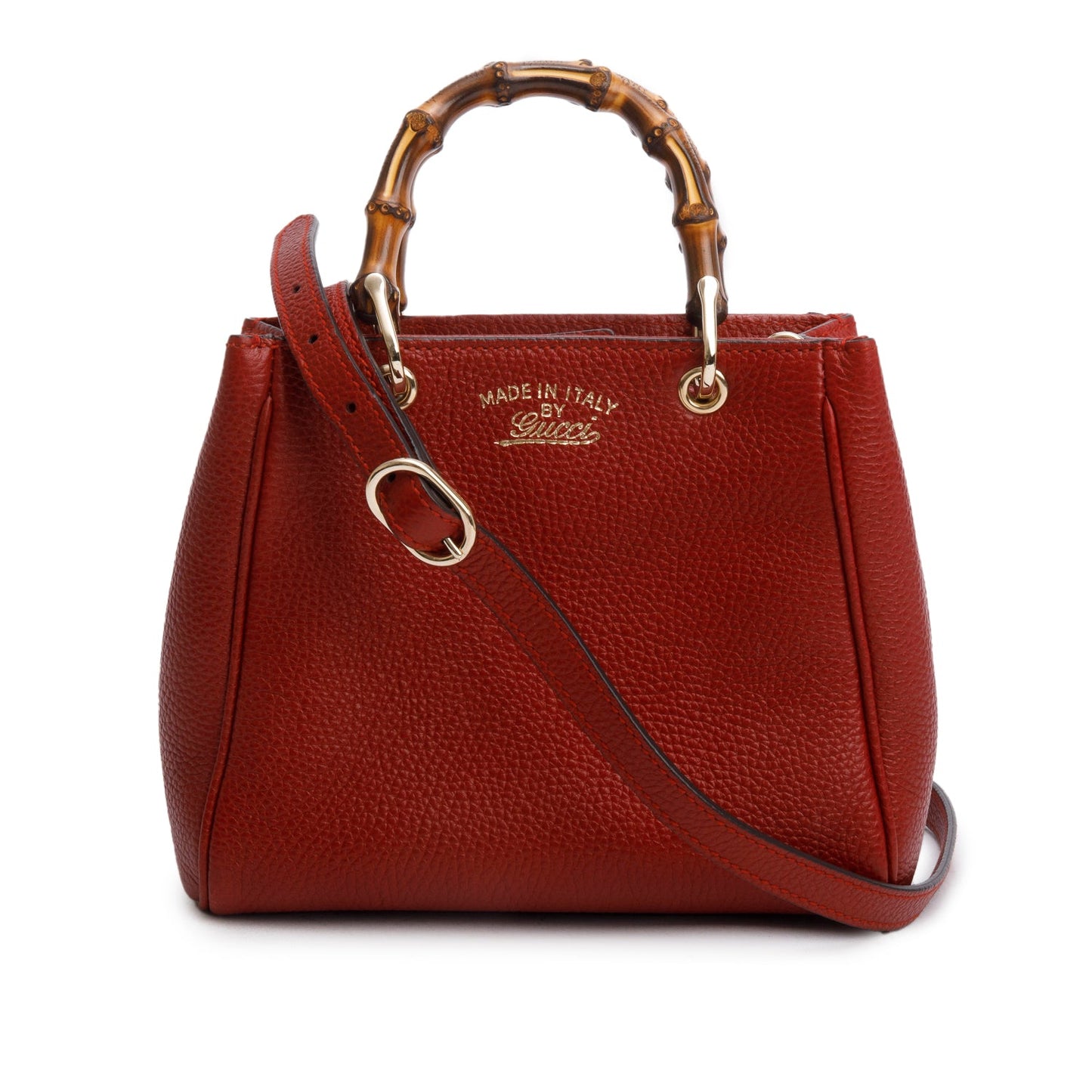 Gucci Red Calfskin Mini Bamboo Shopper Tote