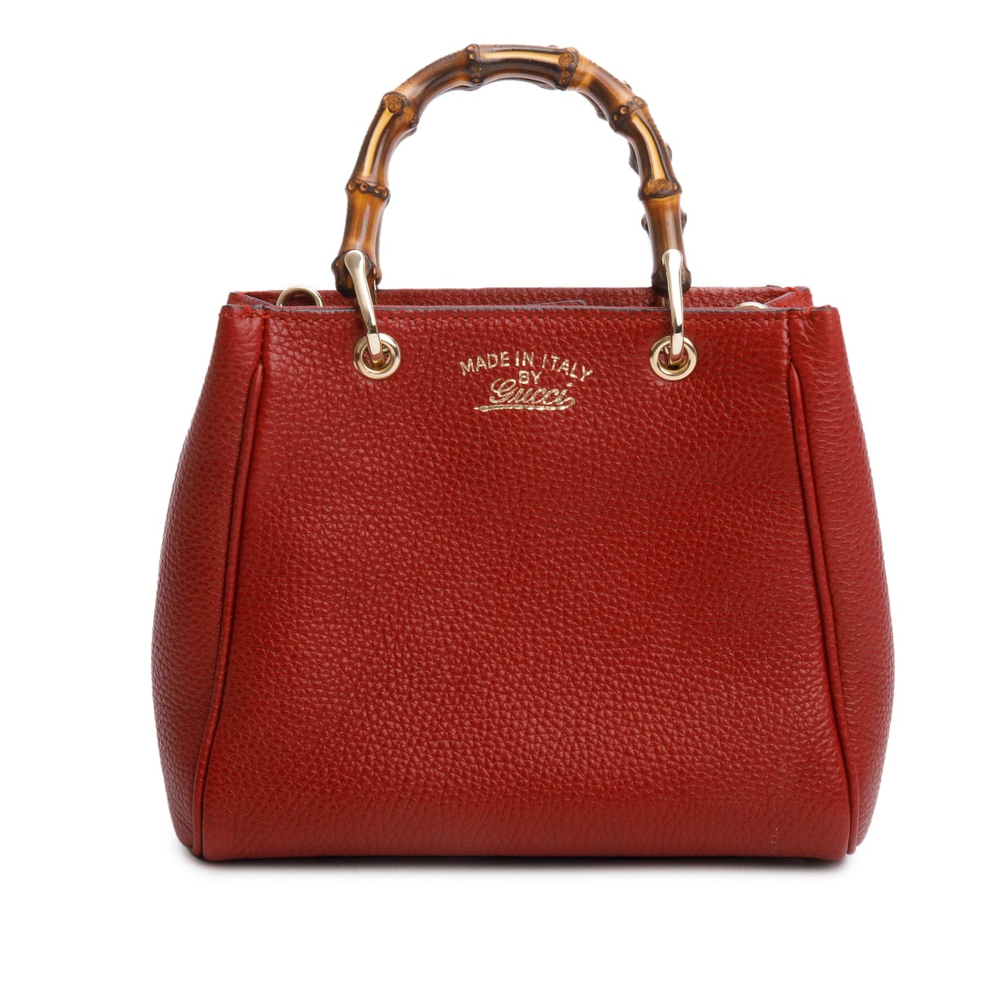 Gucci Red Calfskin Mini Bamboo Shopper Tote