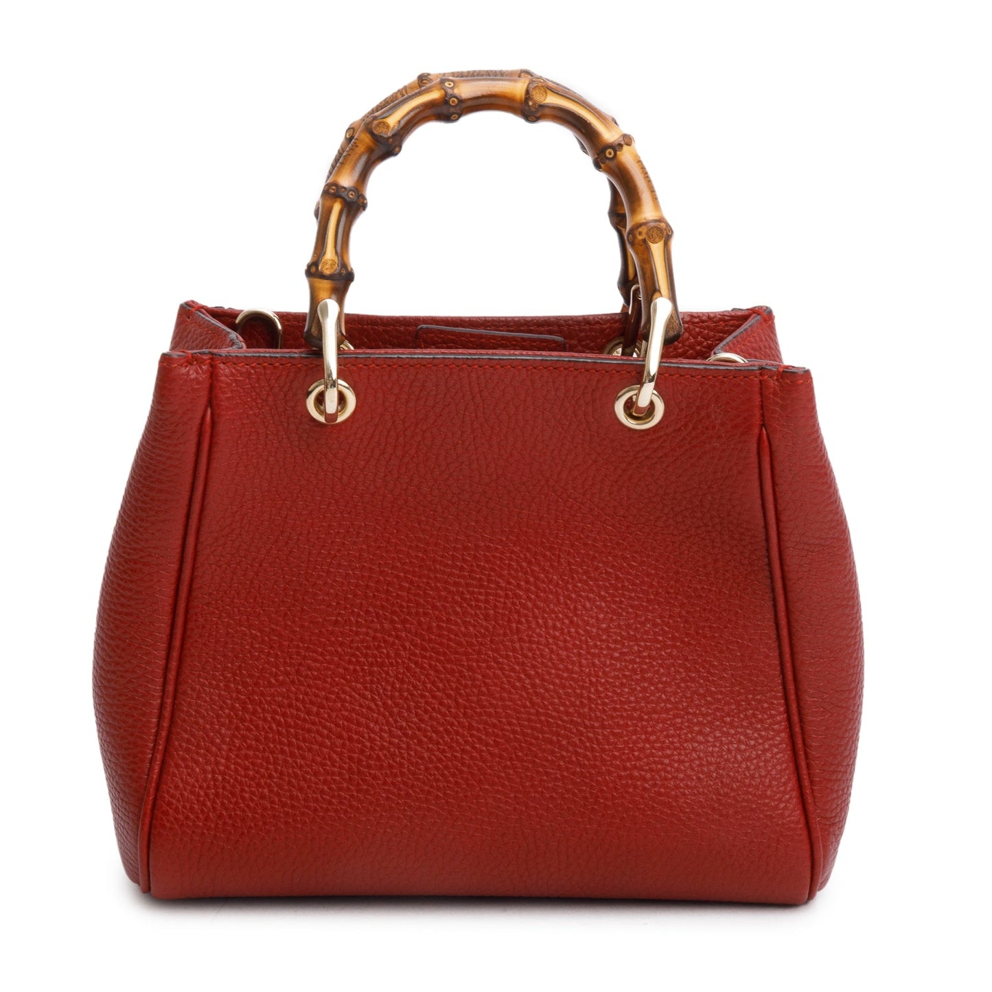 Gucci Red Calfskin Mini Bamboo Shopper Tote