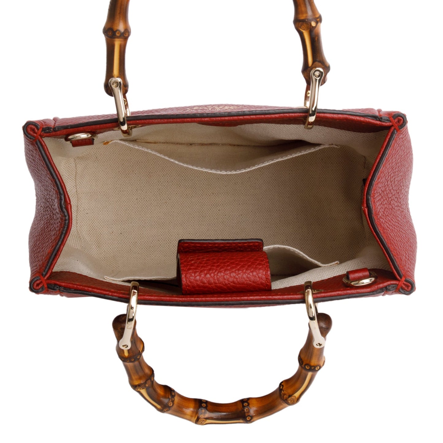 Gucci Red Calfskin Mini Bamboo Shopper Tote