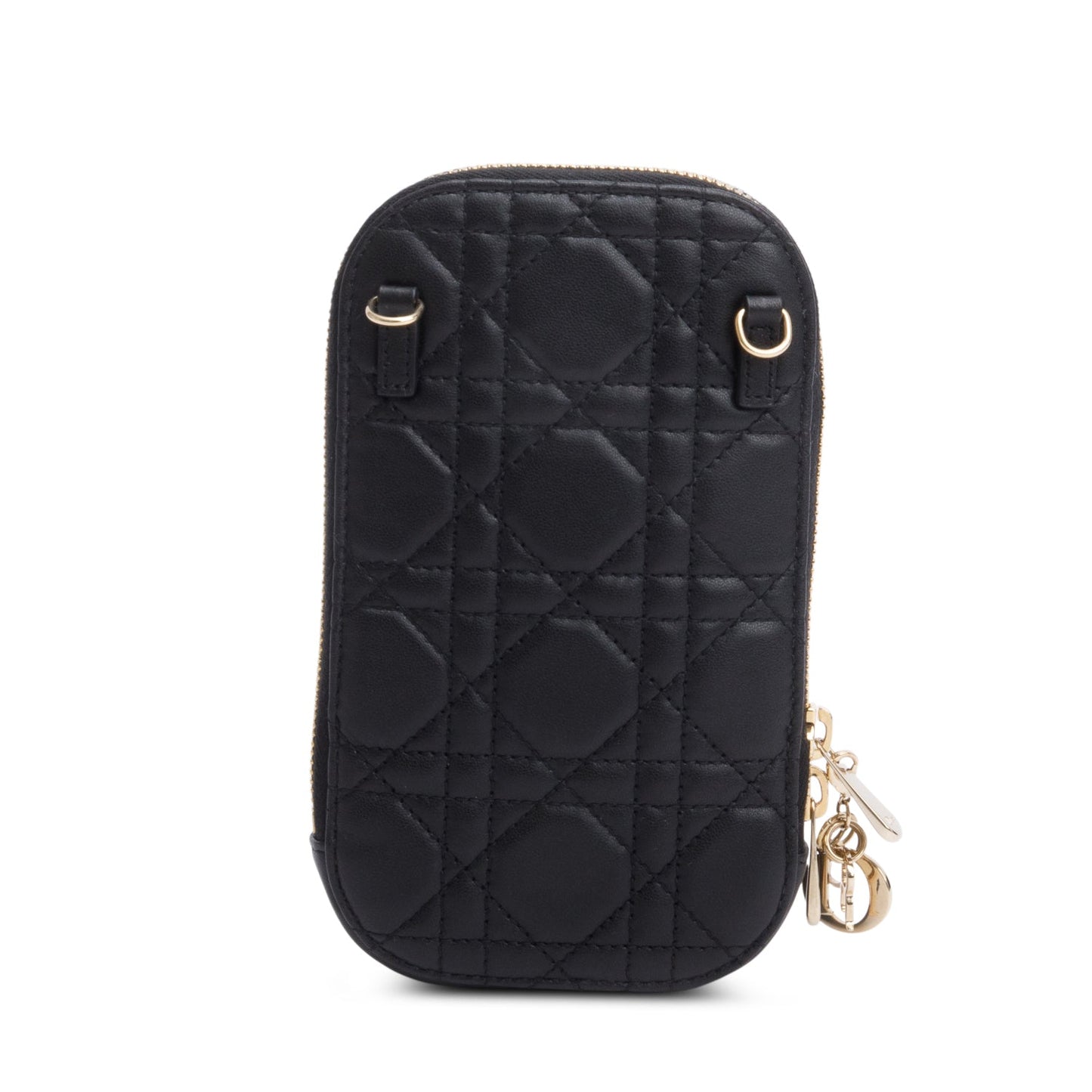 Christian Dior 2020 Black Cannage Lambskin Lady Dior Call'in Dior Phone Holder