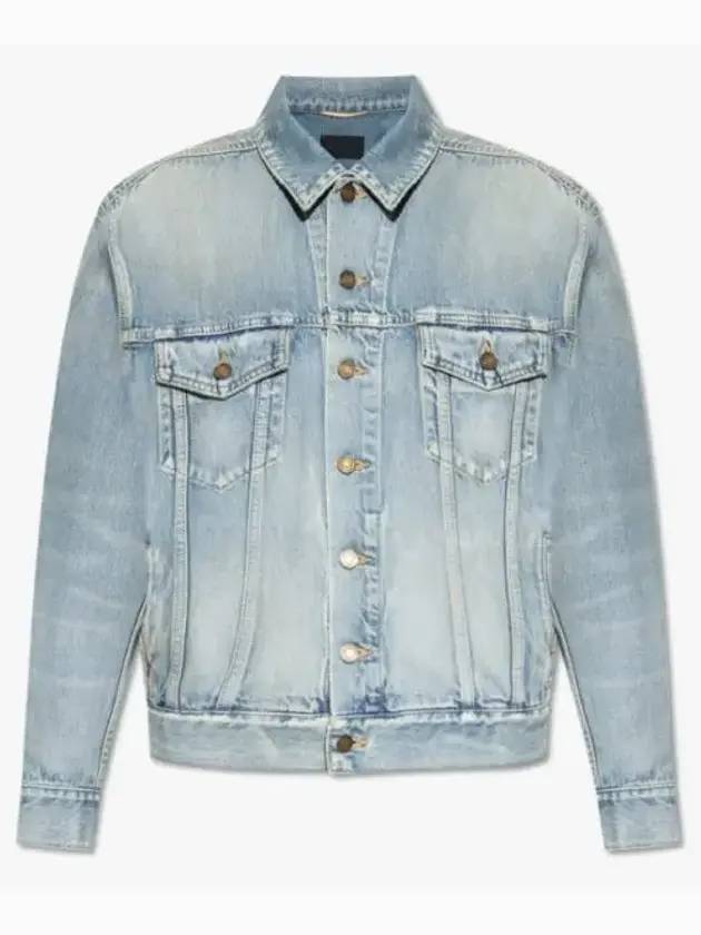Luxury Saint Laurent Trending 2025 Oversized Fit Denim Jacket Sky Blue