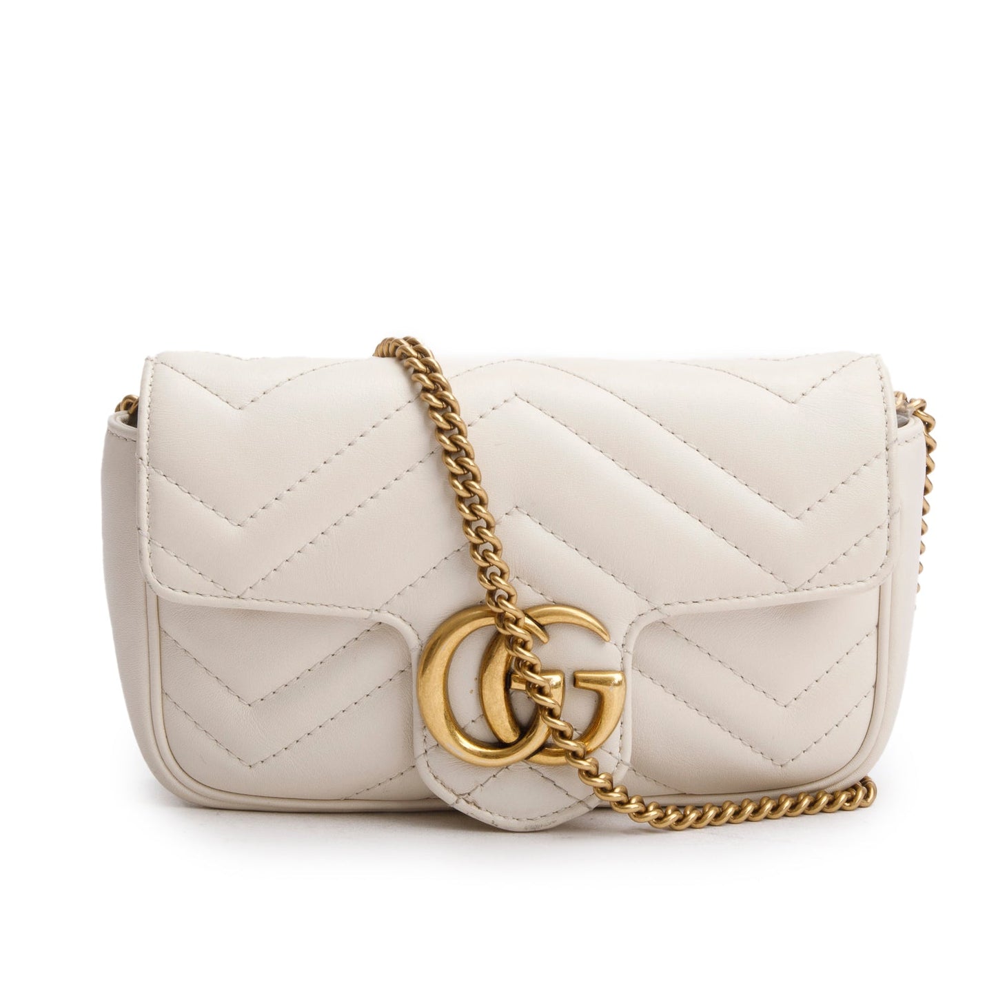 Gucci Cream GG Marmont Matelasse Leather Super Mini Bag