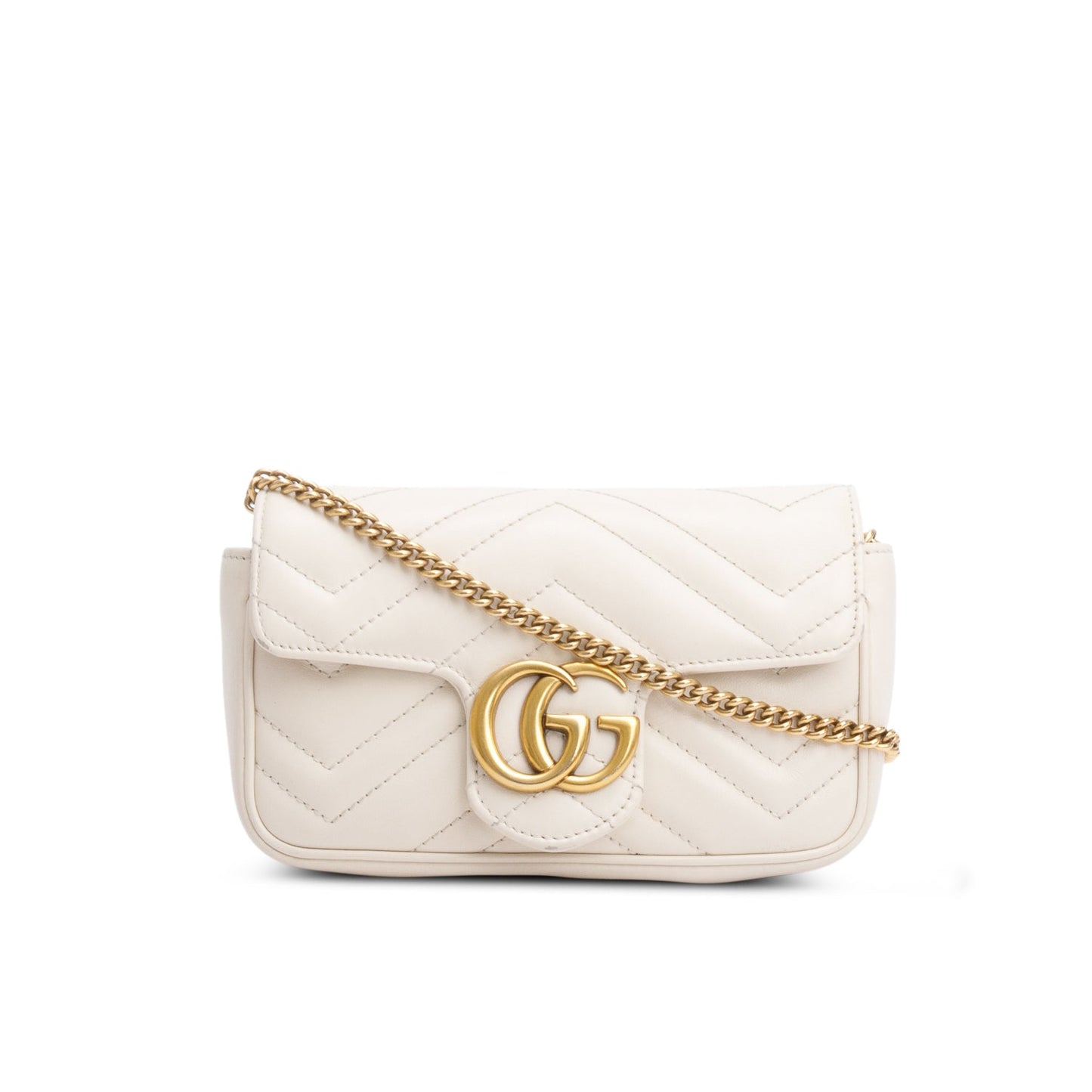 Gucci Cream GG Marmont Matelasse Leather Super Mini Bag