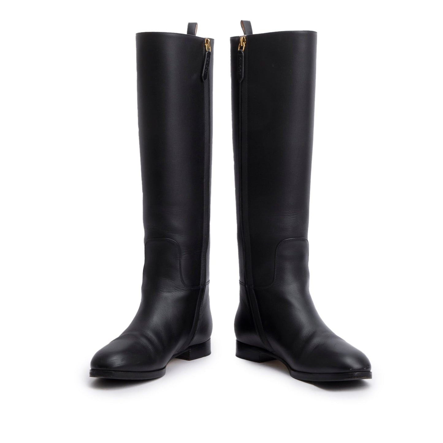 Gucci Black Calfskin Buttons Lifford Knee High Boots, Size 36