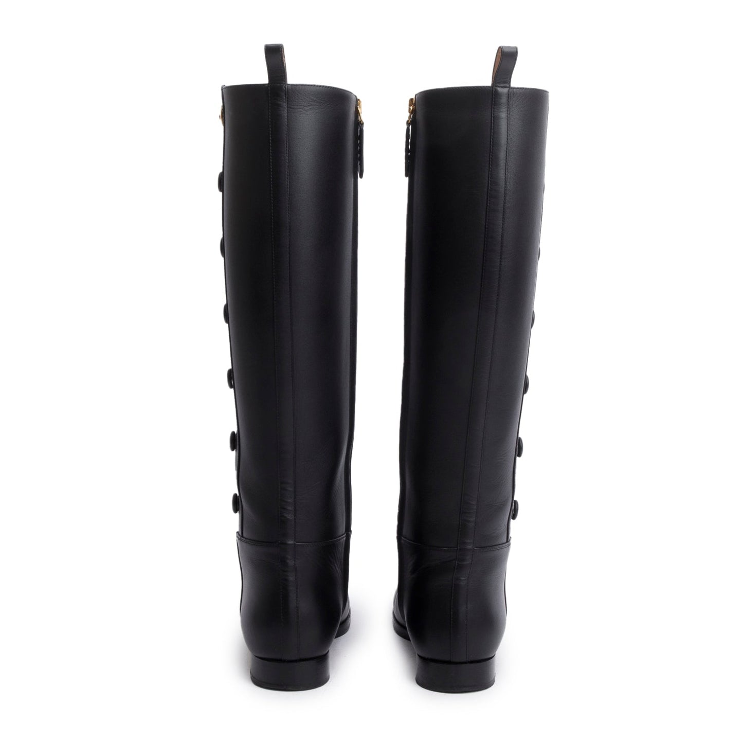 Gucci Black Calfskin Buttons Lifford Knee High Boots, Size 36