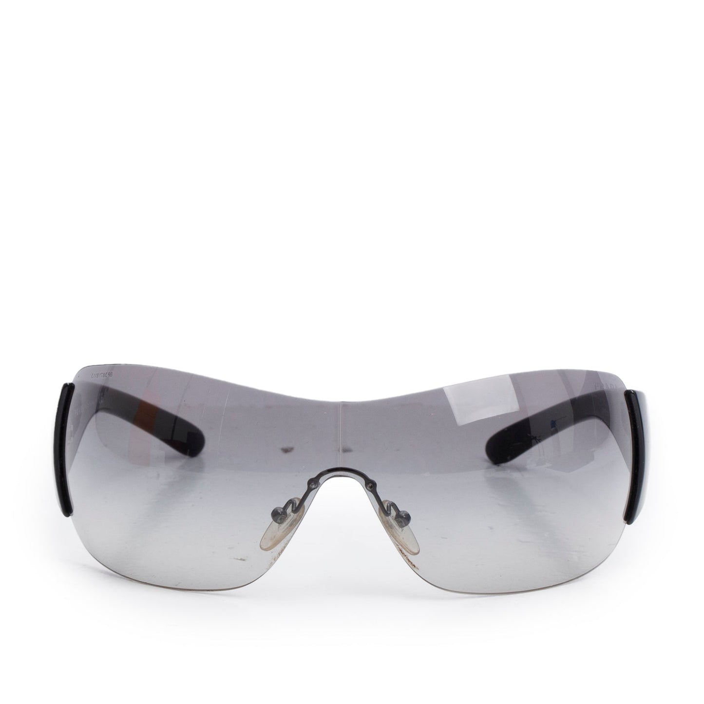 Prada SPR 22M Black Rimless Shield Sunglasses
