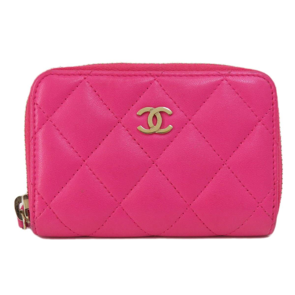 CHANEL Coin case lambskin pink Matrasse