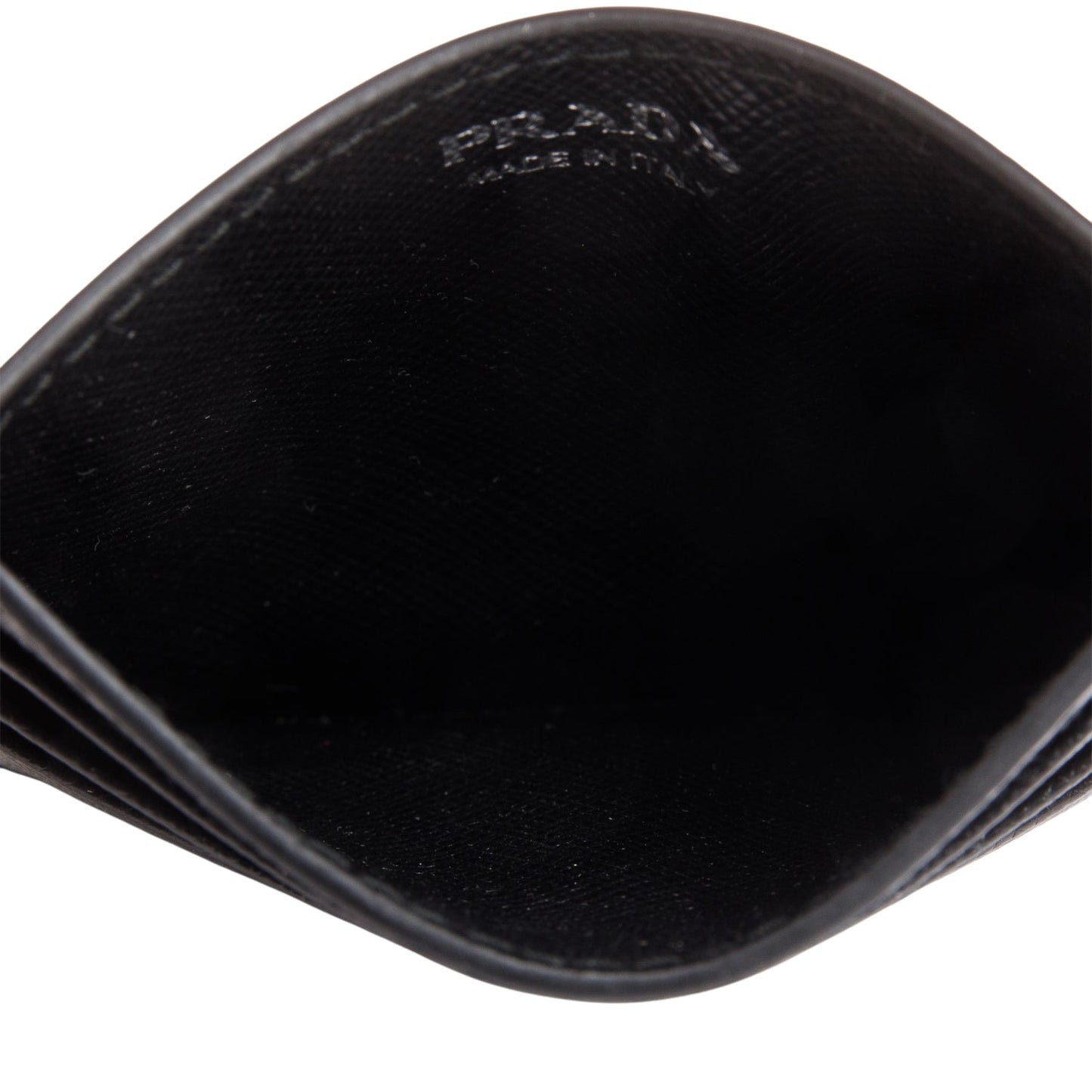 Prada 2020 Black Saffiano Leather Triangle Card Case