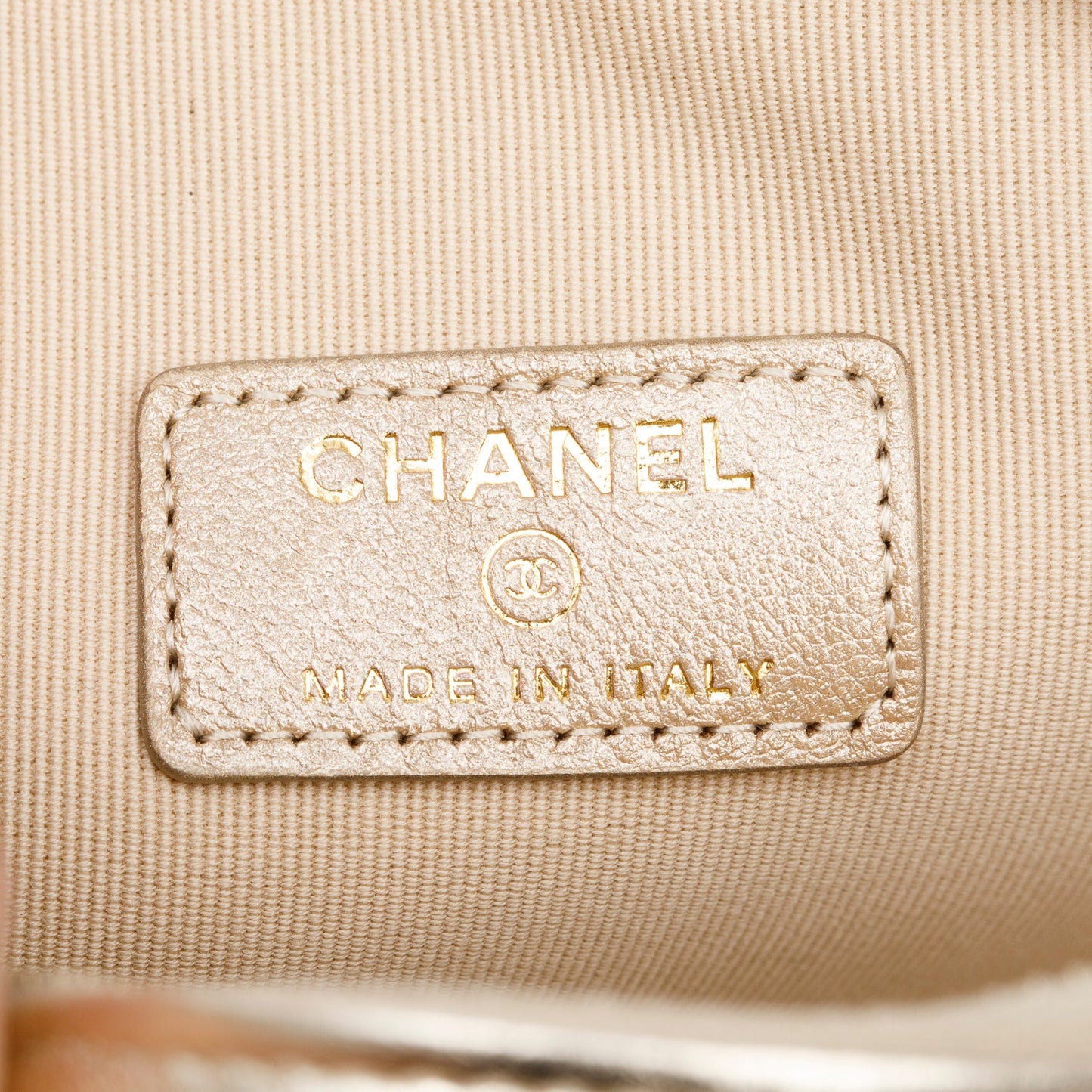 Chanel 2025 Gold Lambskin Quilted CC In Love Mini Heart Bag