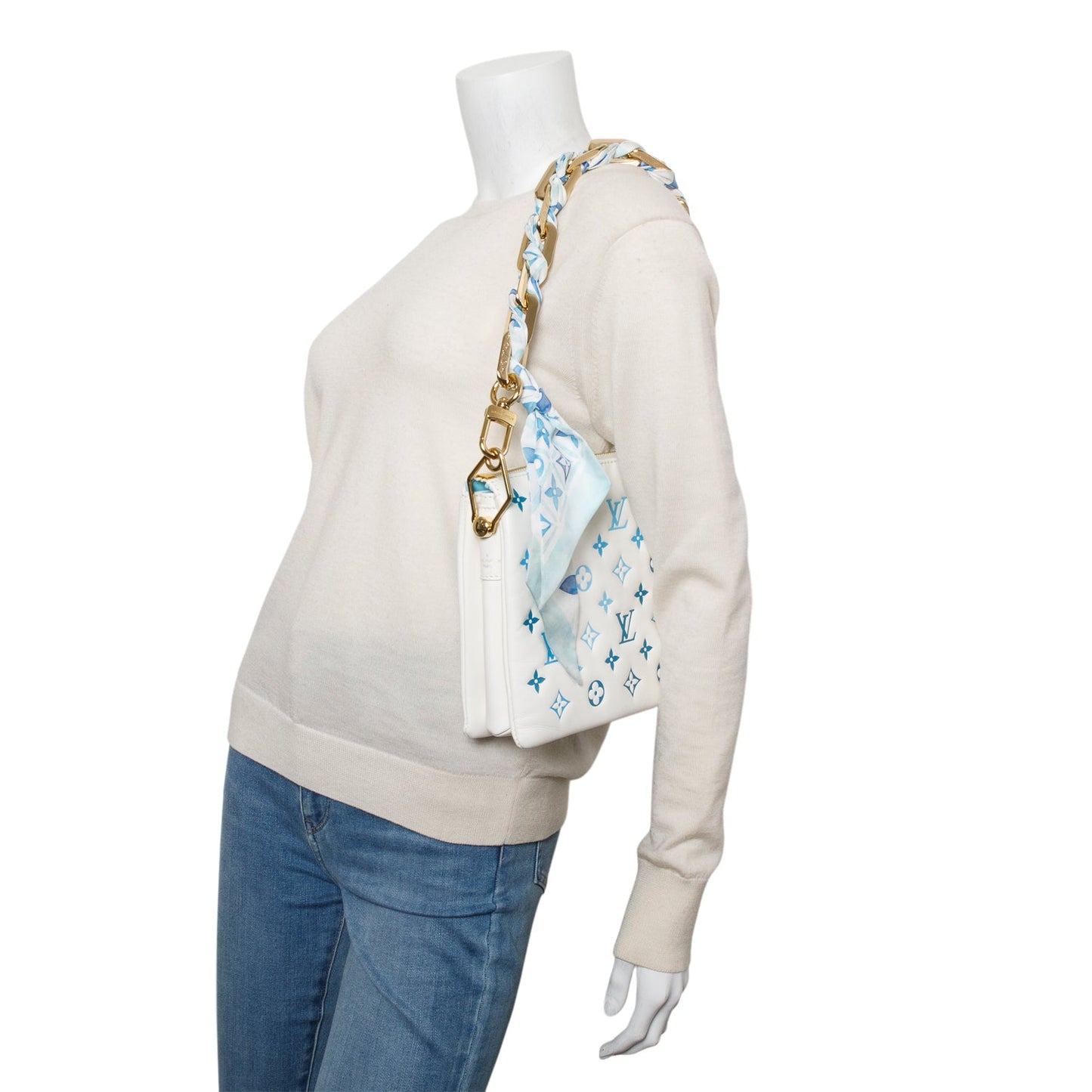 Louis Vuitton 2024 White Lambskin Embossed Monogram By The Pool Coussin PM