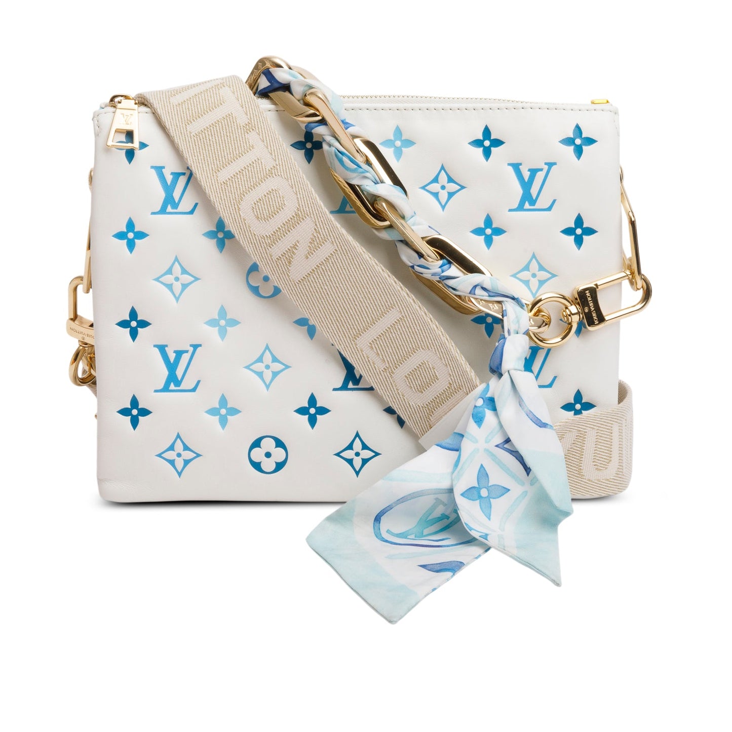 Louis Vuitton 2024 White Lambskin Embossed Monogram By The Pool Coussin PM