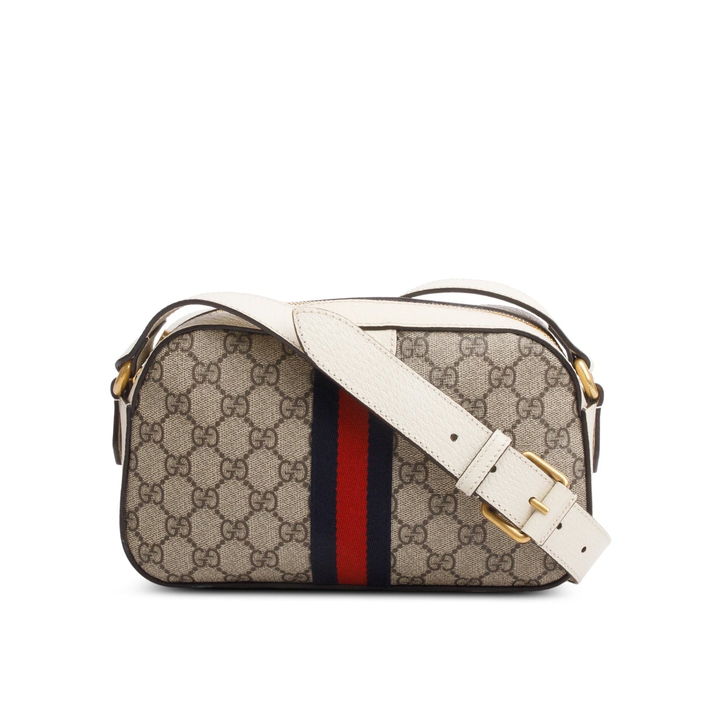 Gucci GG Supreme Monogram Textured Calfskin Web Small Ophidia Camera Bag