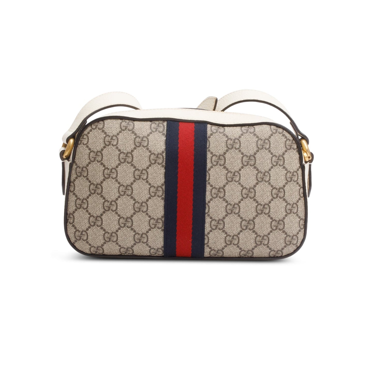 Gucci GG Supreme Monogram Textured Calfskin Web Small Ophidia Camera Bag