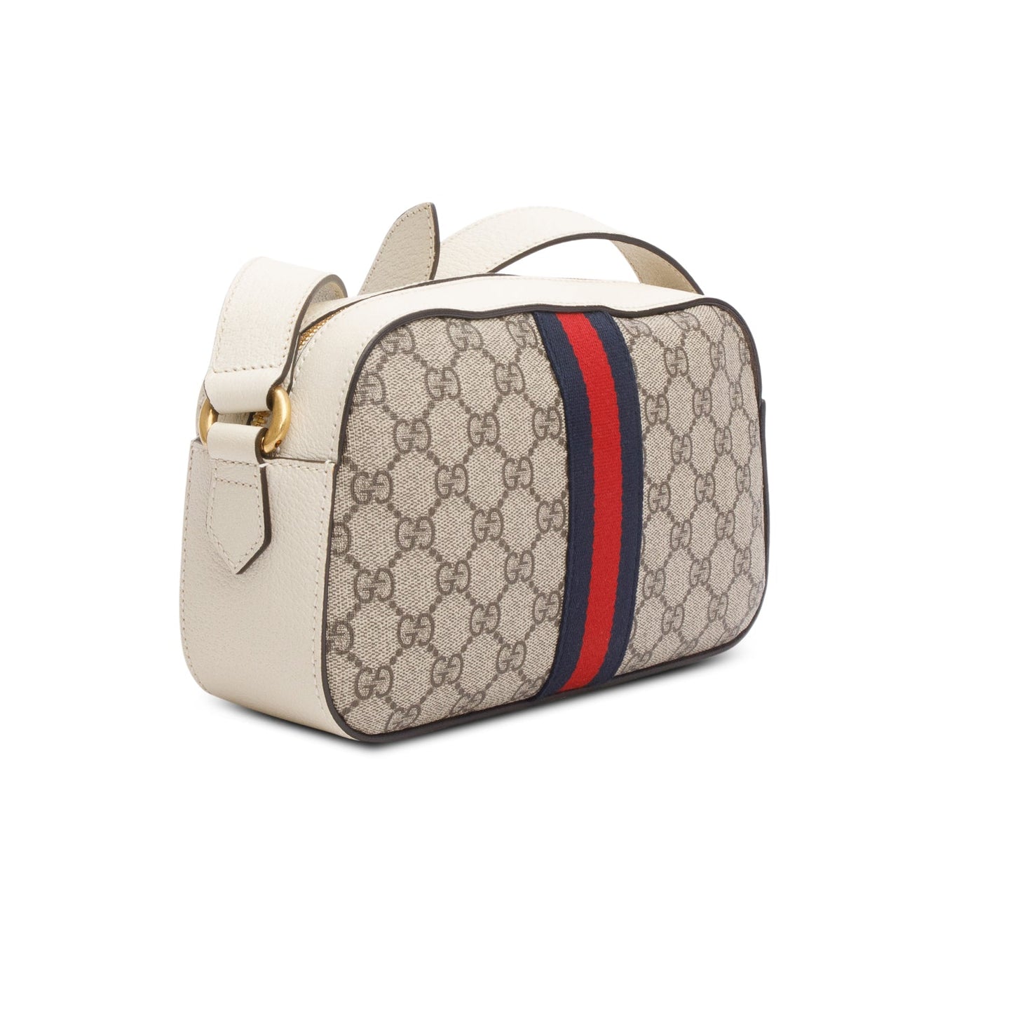 Gucci GG Supreme Monogram Textured Calfskin Web Small Ophidia Camera Bag