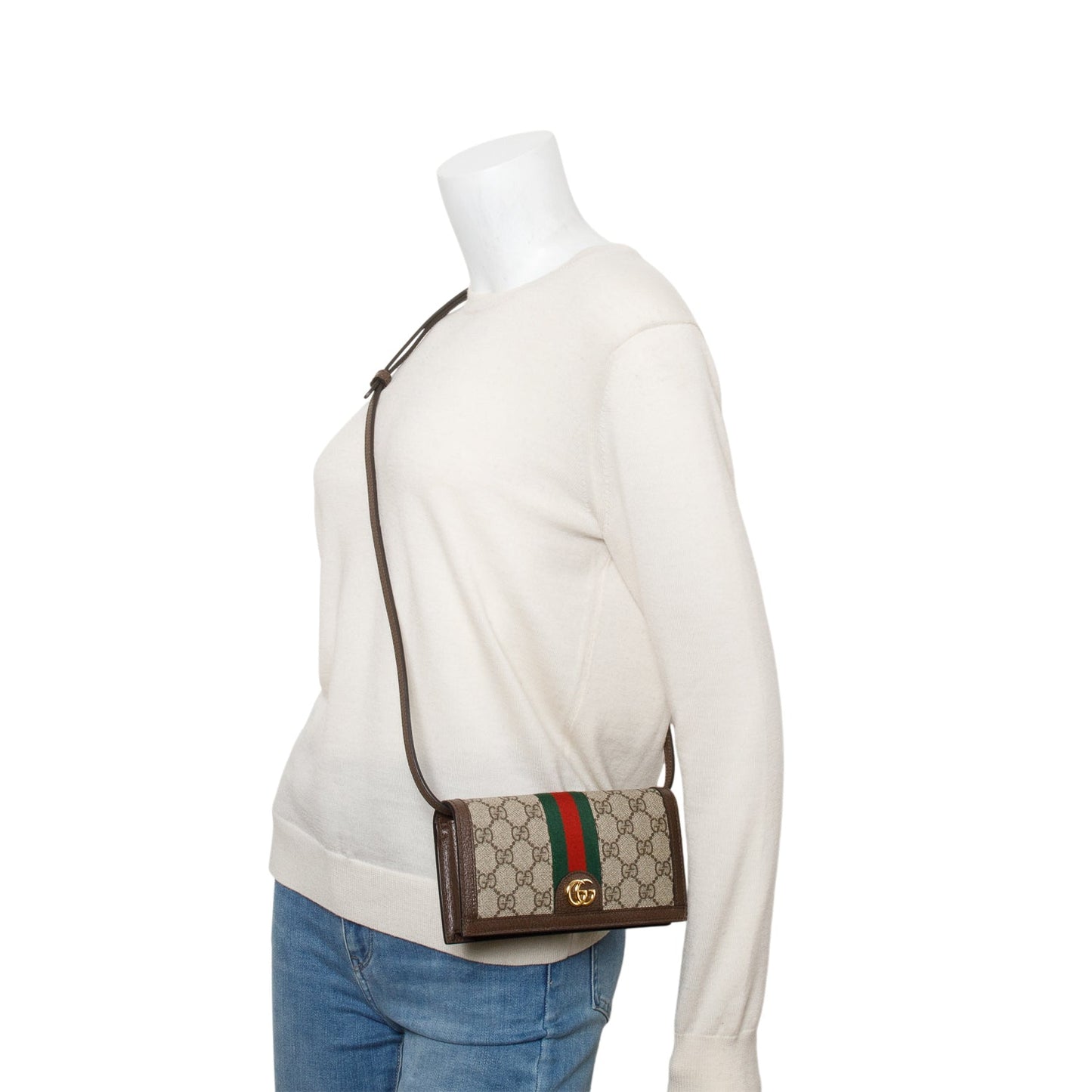 Gucci GG Supreme Monogram Web Ophidia Wallet on Chain