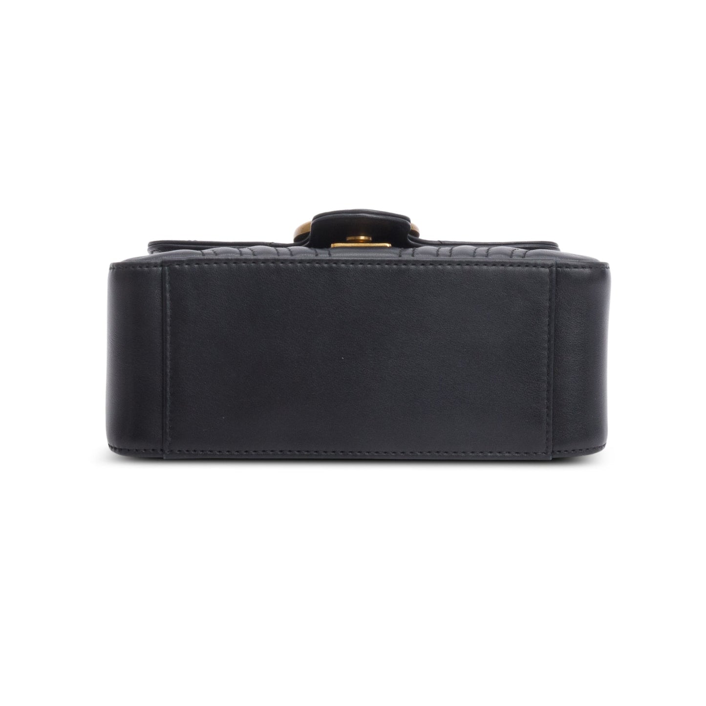 Gucci Black Calfskin Matelasse Mini GG Marmont Top Handle Shoulder Bag