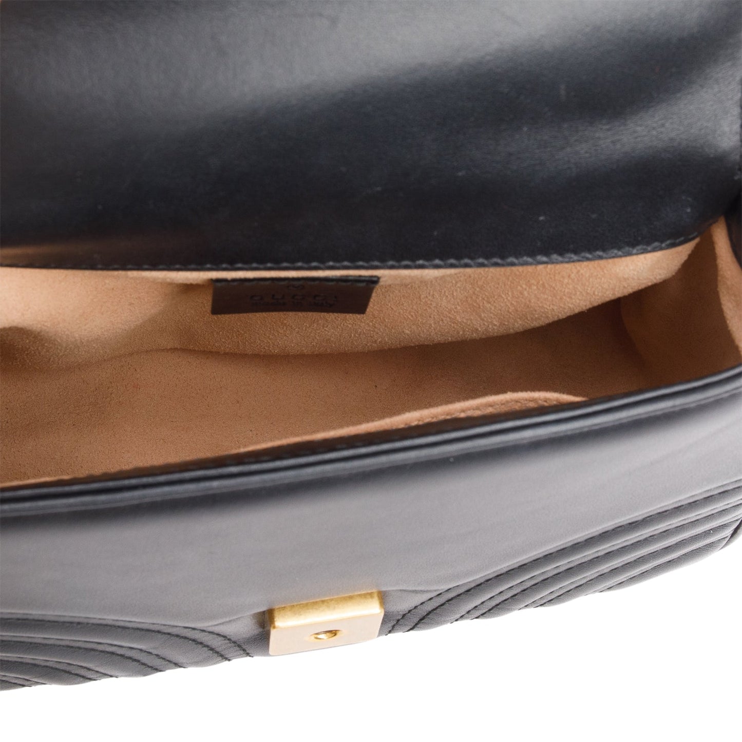 Gucci Black Calfskin Matelasse Mini GG Marmont Top Handle Shoulder Bag