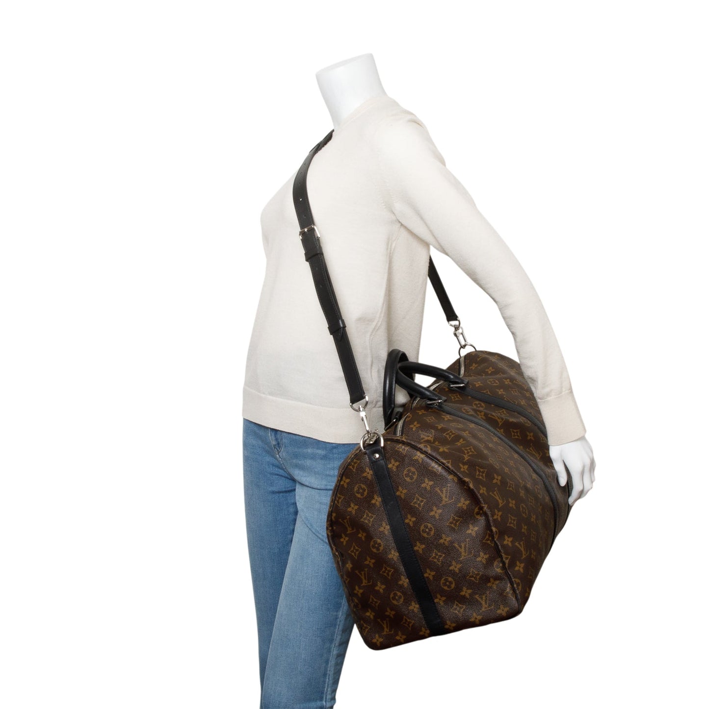 Louis Vuitton Monogram Macassar Keepall Bandouliere 55