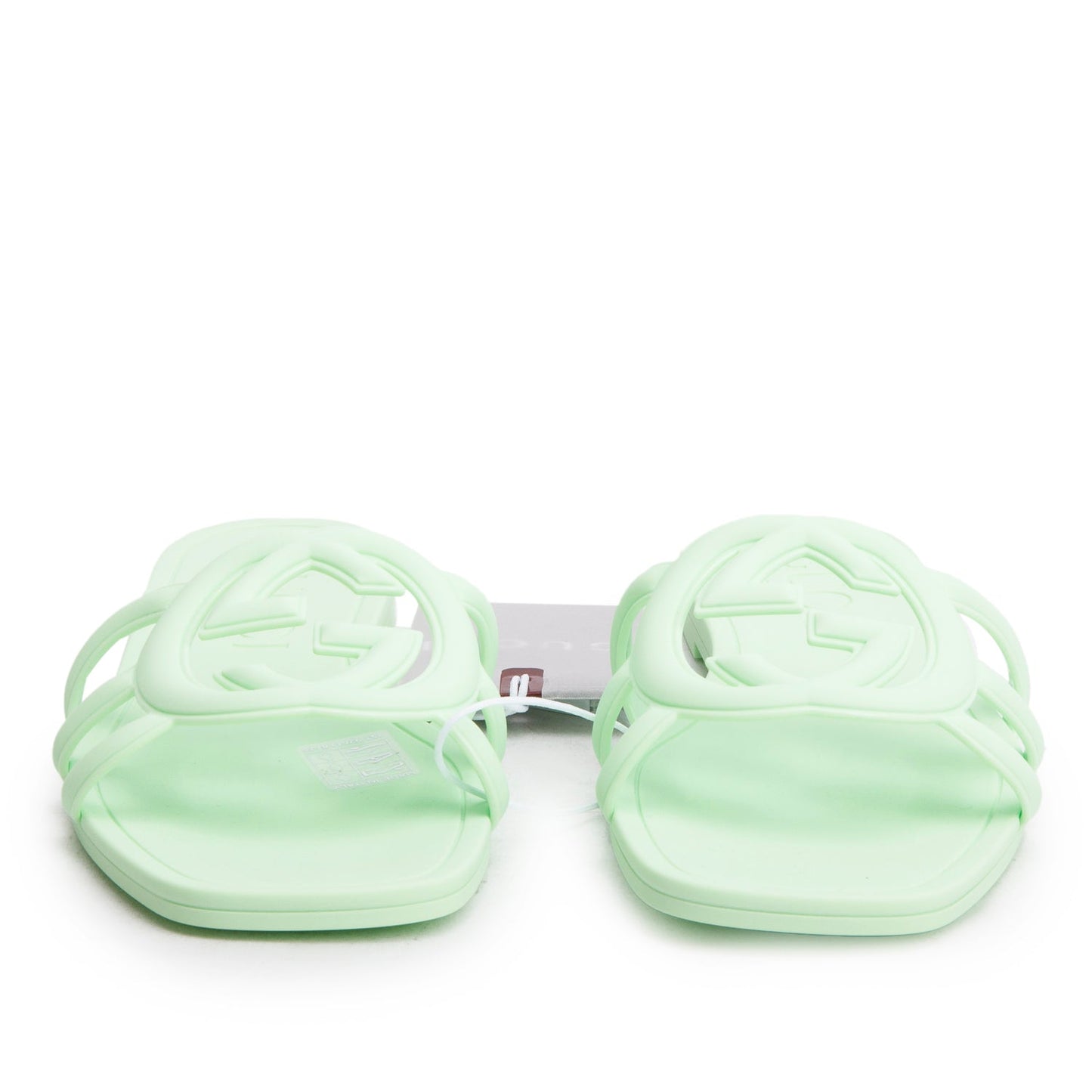 Gucci Green Rubber Interlocking G Cutout Flat Slide Sandals, Size 35
