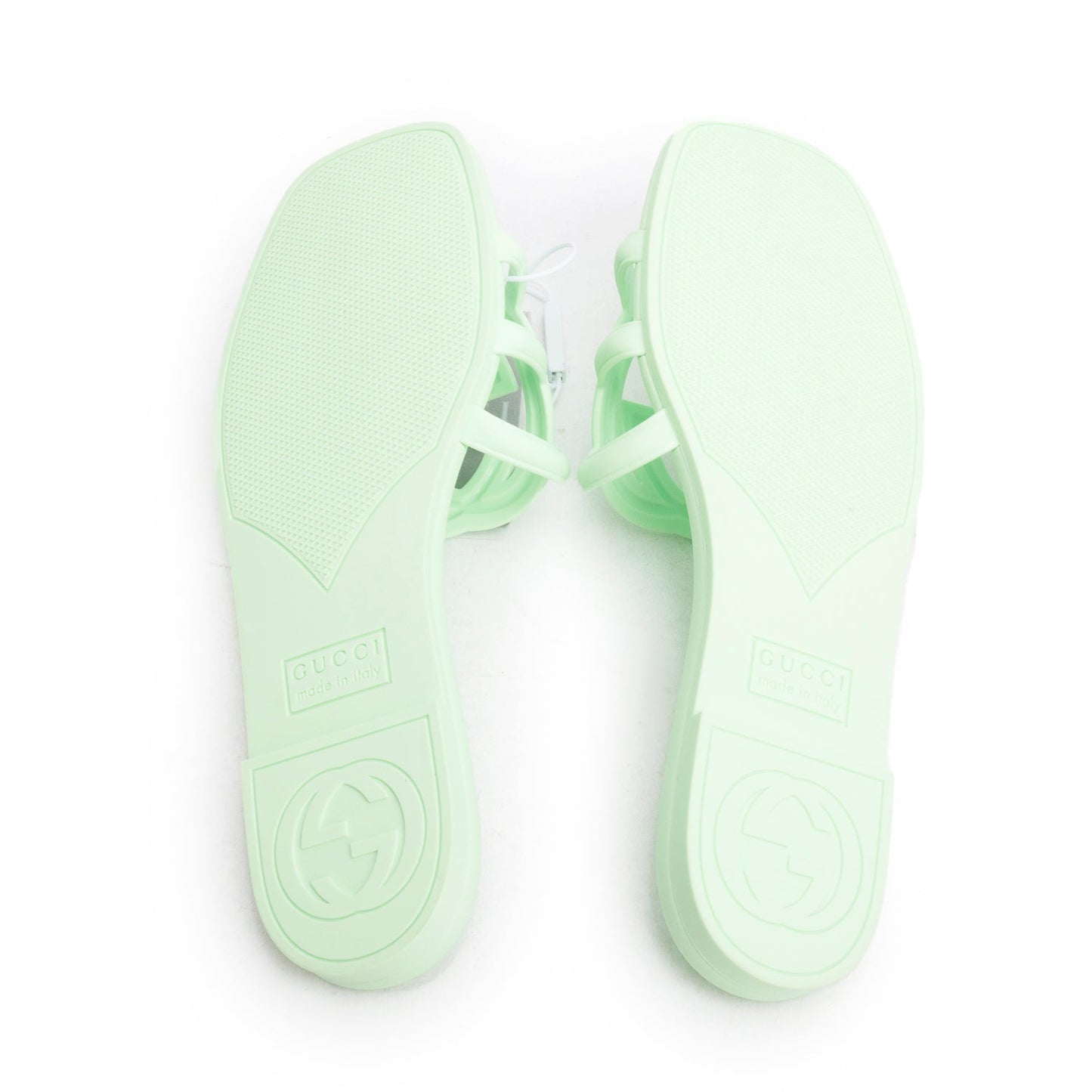 Gucci Green Rubber Interlocking G Cutout Flat Slide Sandals, Size 35