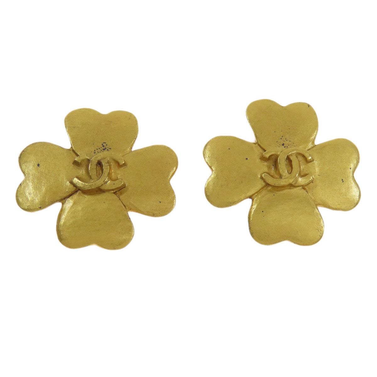 CHANEL Earring metallic gold COCO Mark Clover