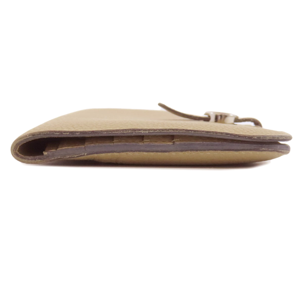 HERMES Long Wallet Purse Togo beige Dogon Long SilverMetal Women