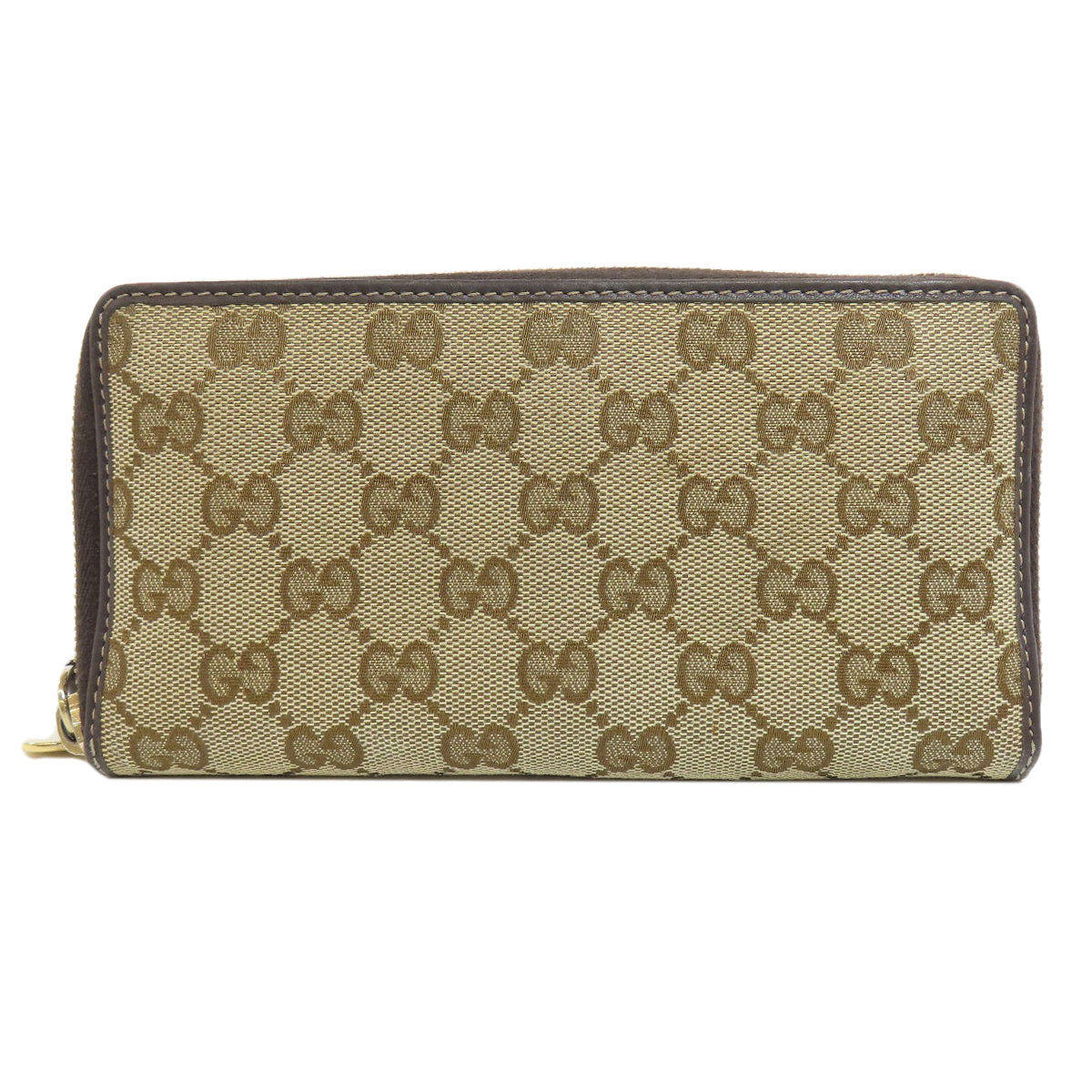 GUCCI Long Wallet Purse 245914 canvas Brown Zip Around GG Women