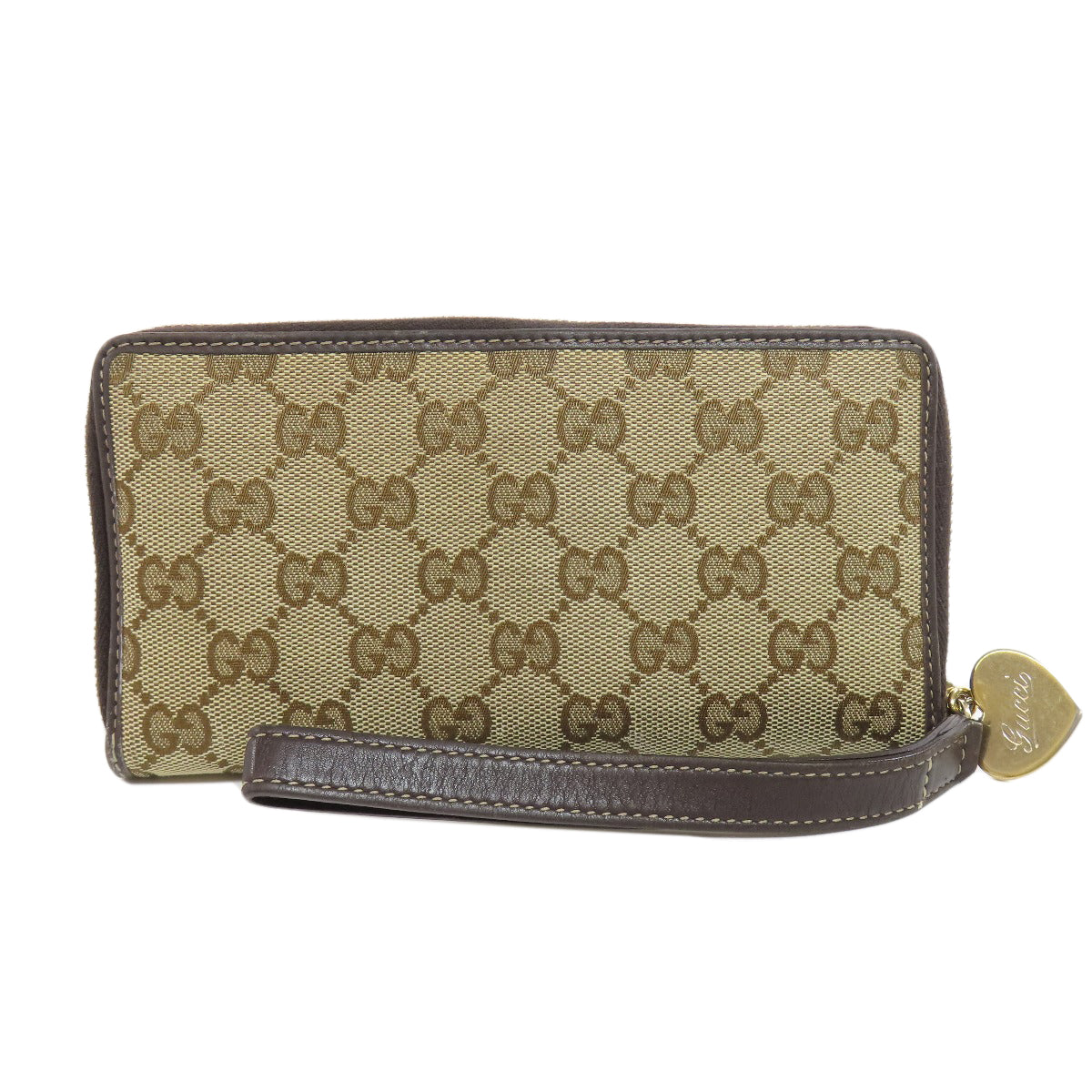GUCCI Long Wallet Purse 245914 canvas Brown Zip Around GG Women