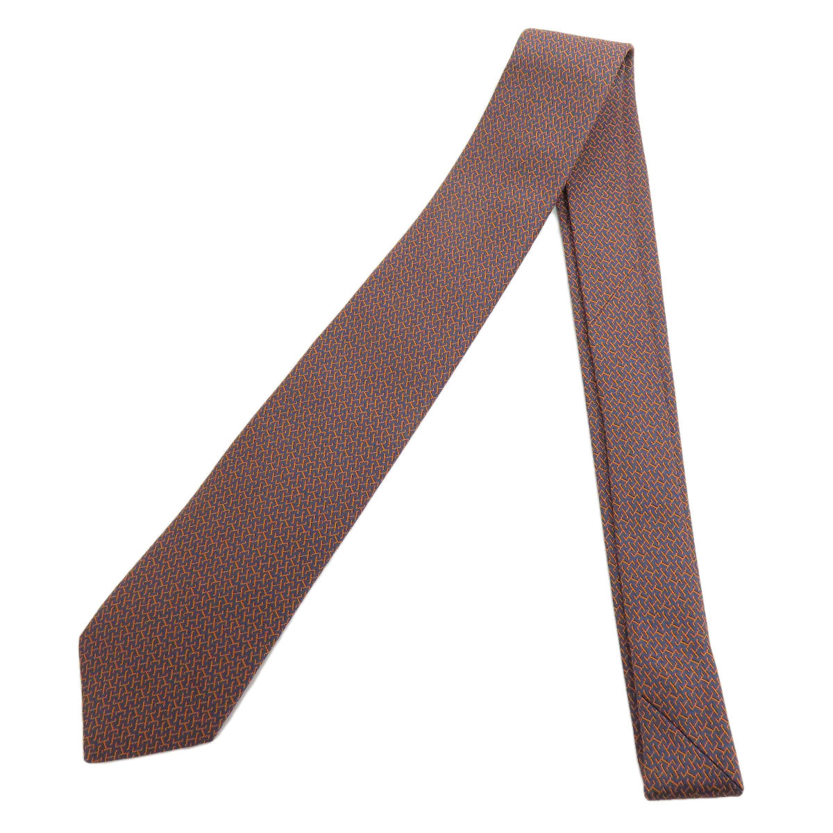 HERMES tie silk Navy Overall handle mens