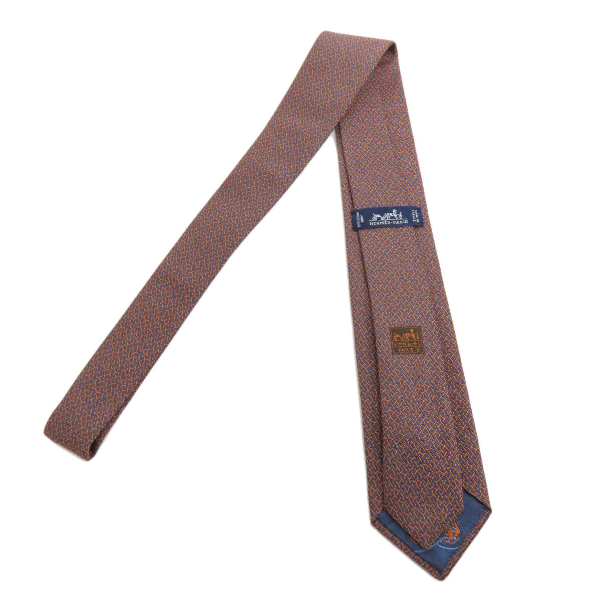HERMES tie silk Navy Overall handle mens