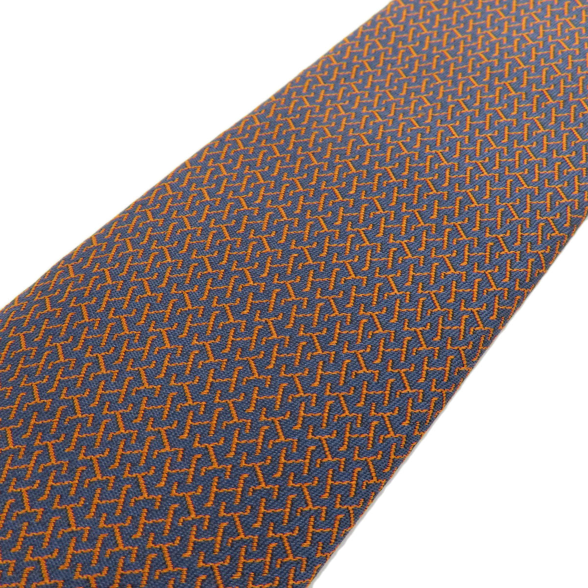 HERMES tie silk Navy Overall handle mens