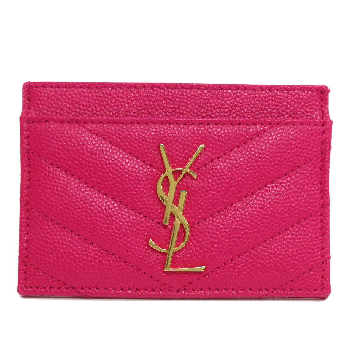 YVES SAINT LAURENT Card Case leather pink logo Women
