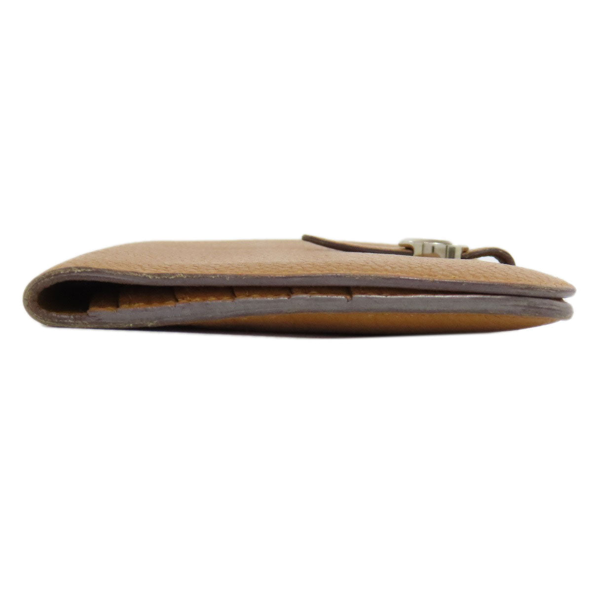 HERMES Long Wallet Purse Taurillon Clemence Brown Dogon Long SilverMetal Women