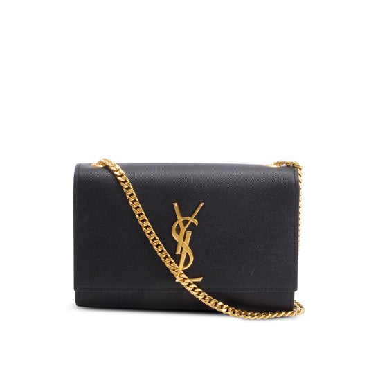 Saint Laurent 2020 Black Grain De Poudre Small Monogram Kate Satchel