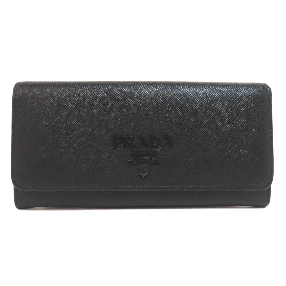 PRADA Long Wallet Purse leather black Safiano