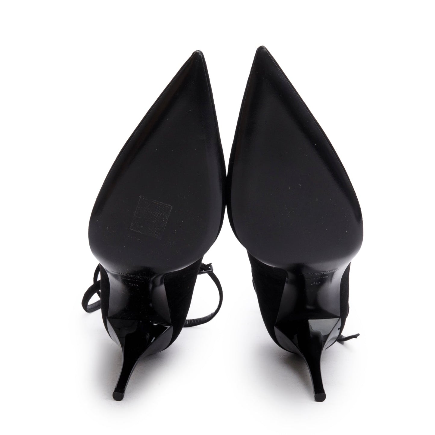 Saint Laurent Black Suede Lexi Ankle Strap Pumps, Size 39